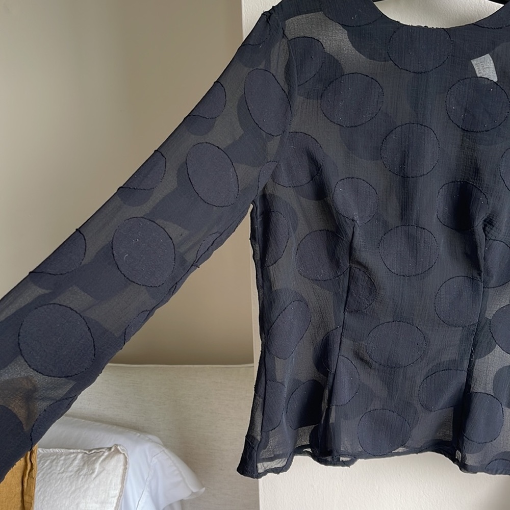 H&M sheer large dot blouse